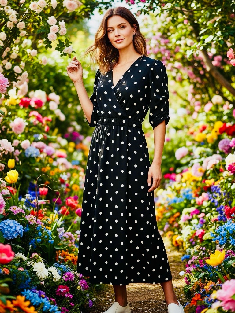Suzy Shier Black Polka Dot Maxi Dress